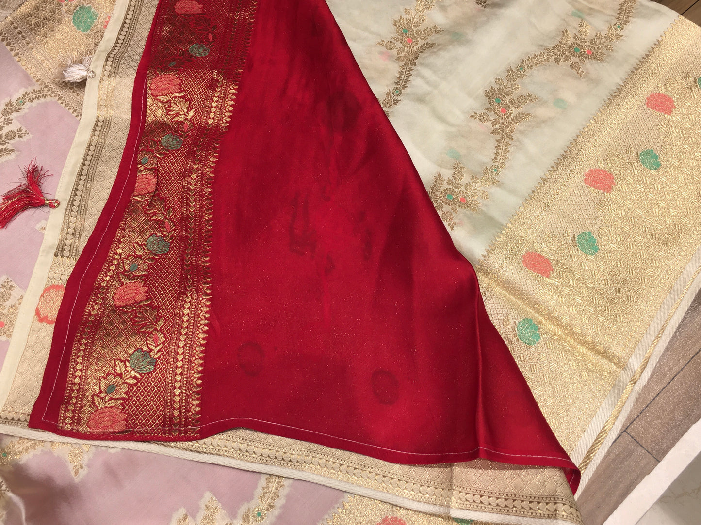 Satin crape saree