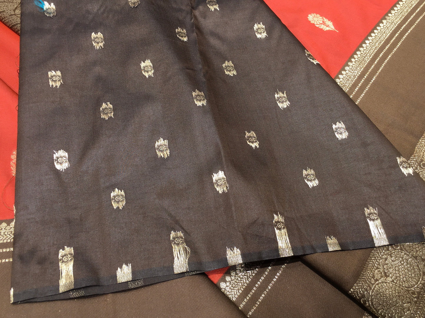 Satin crape saree