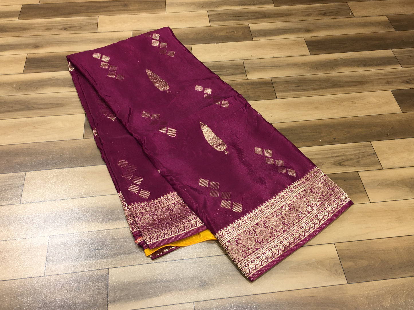 Satin crape saree
