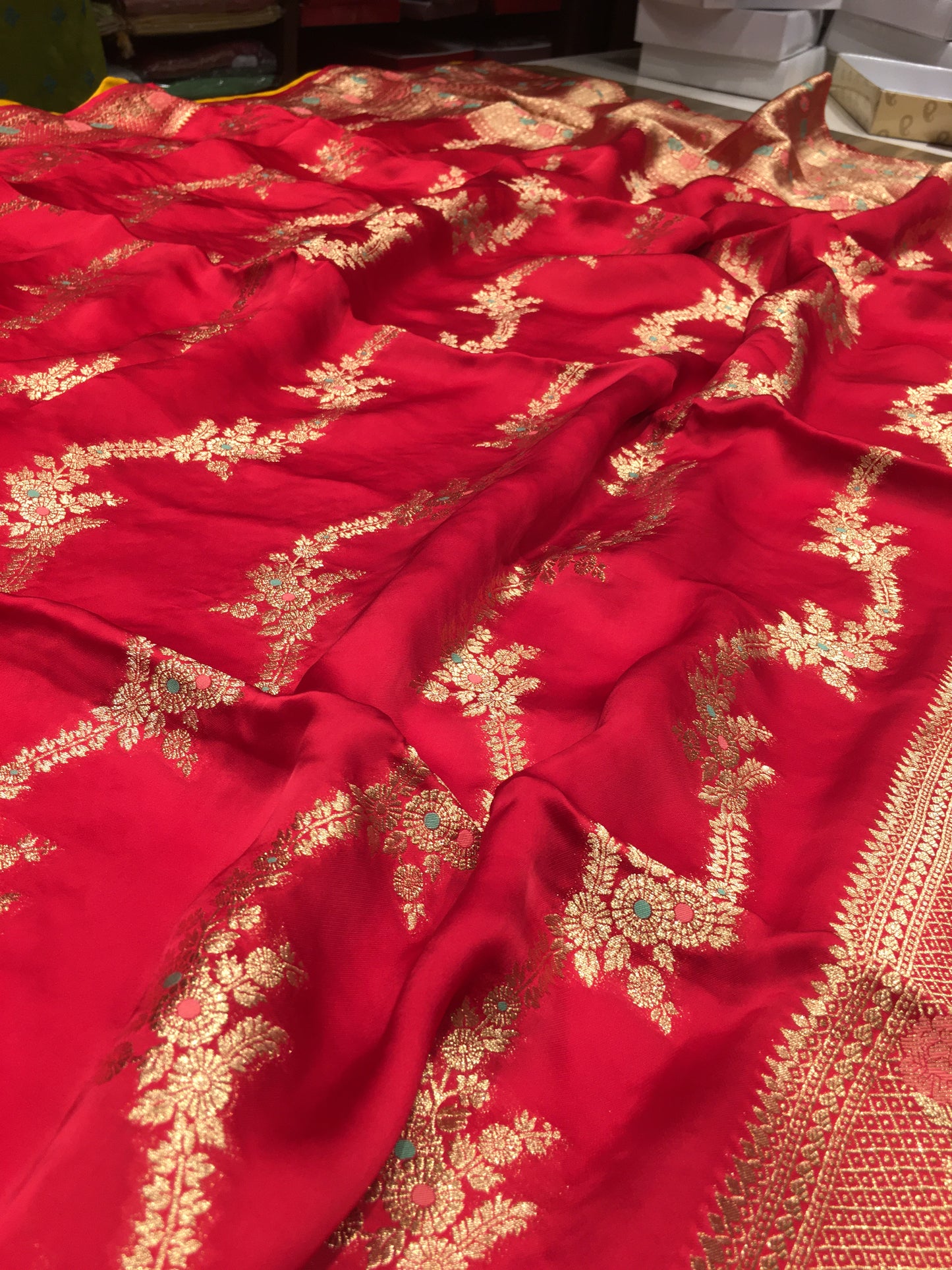 Satin crape saree