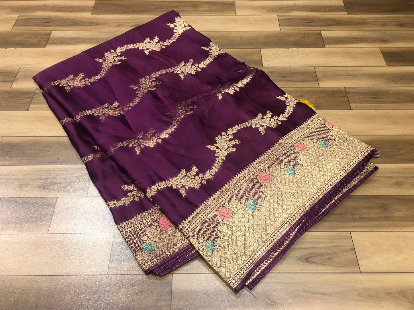 Satin crape saree