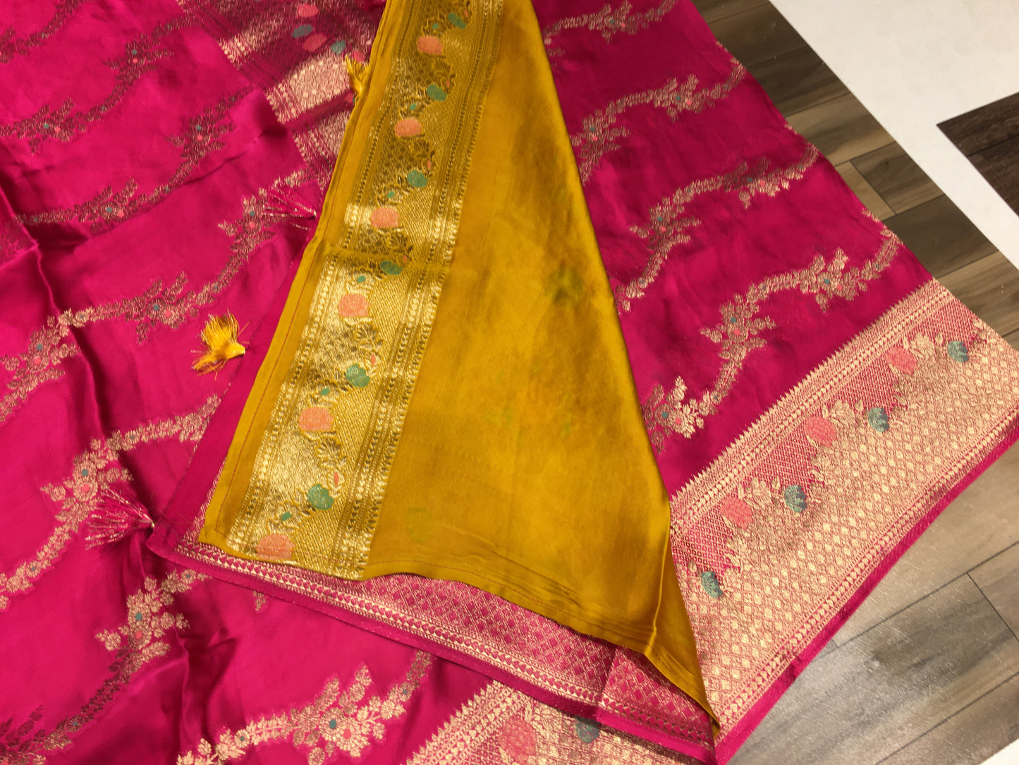 Satin crape saree