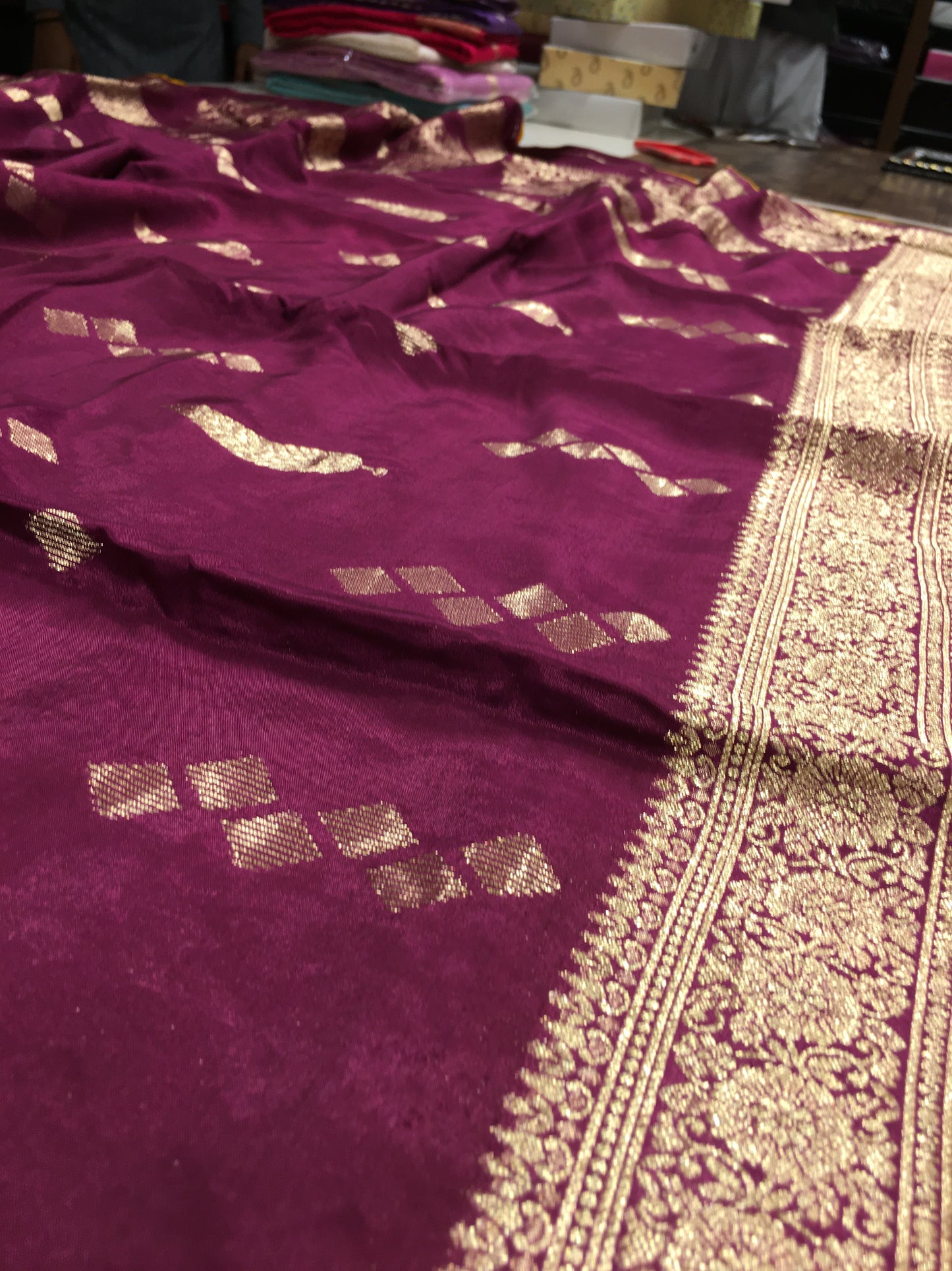 Satin crape saree