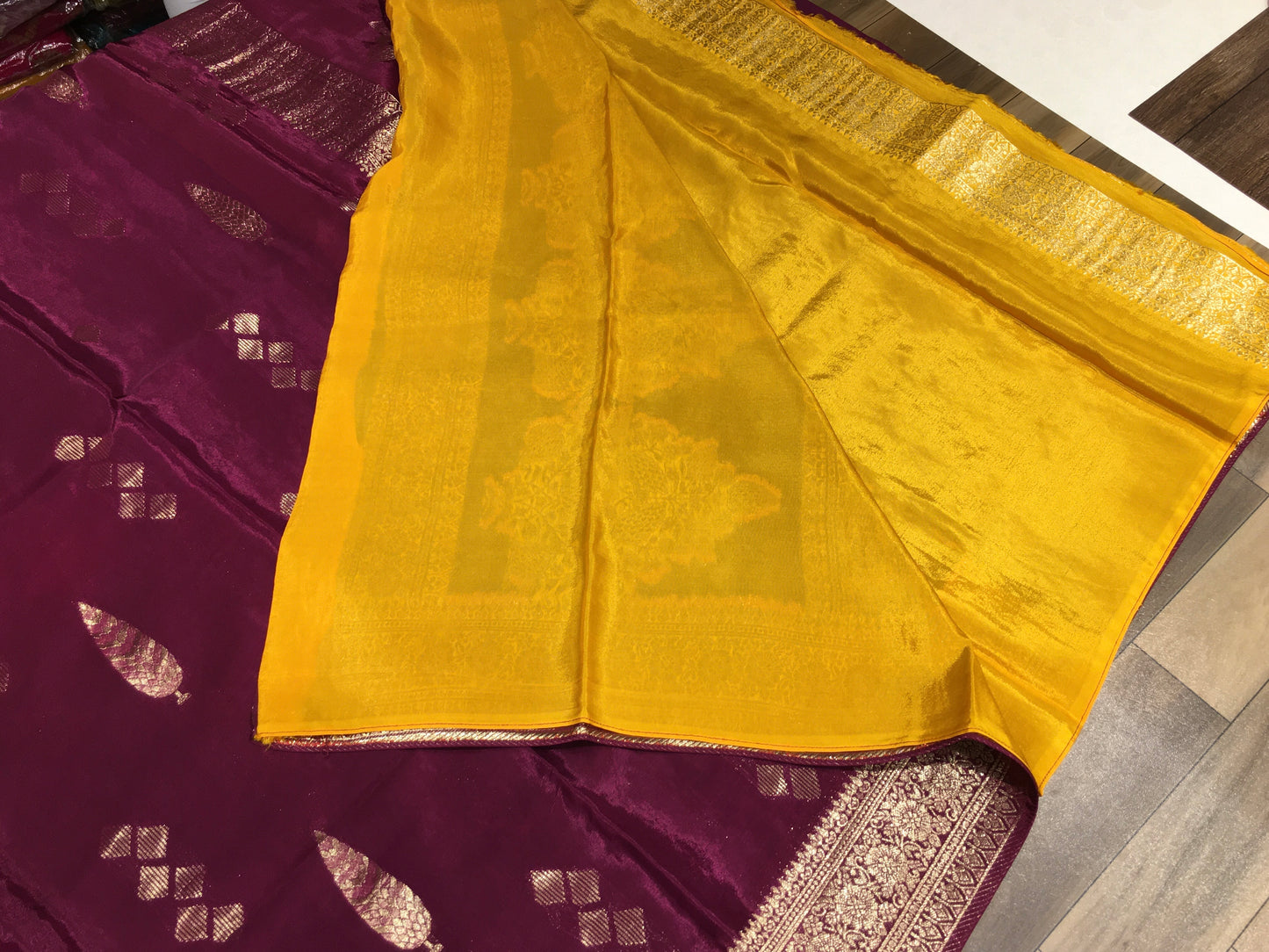 Satin crape saree