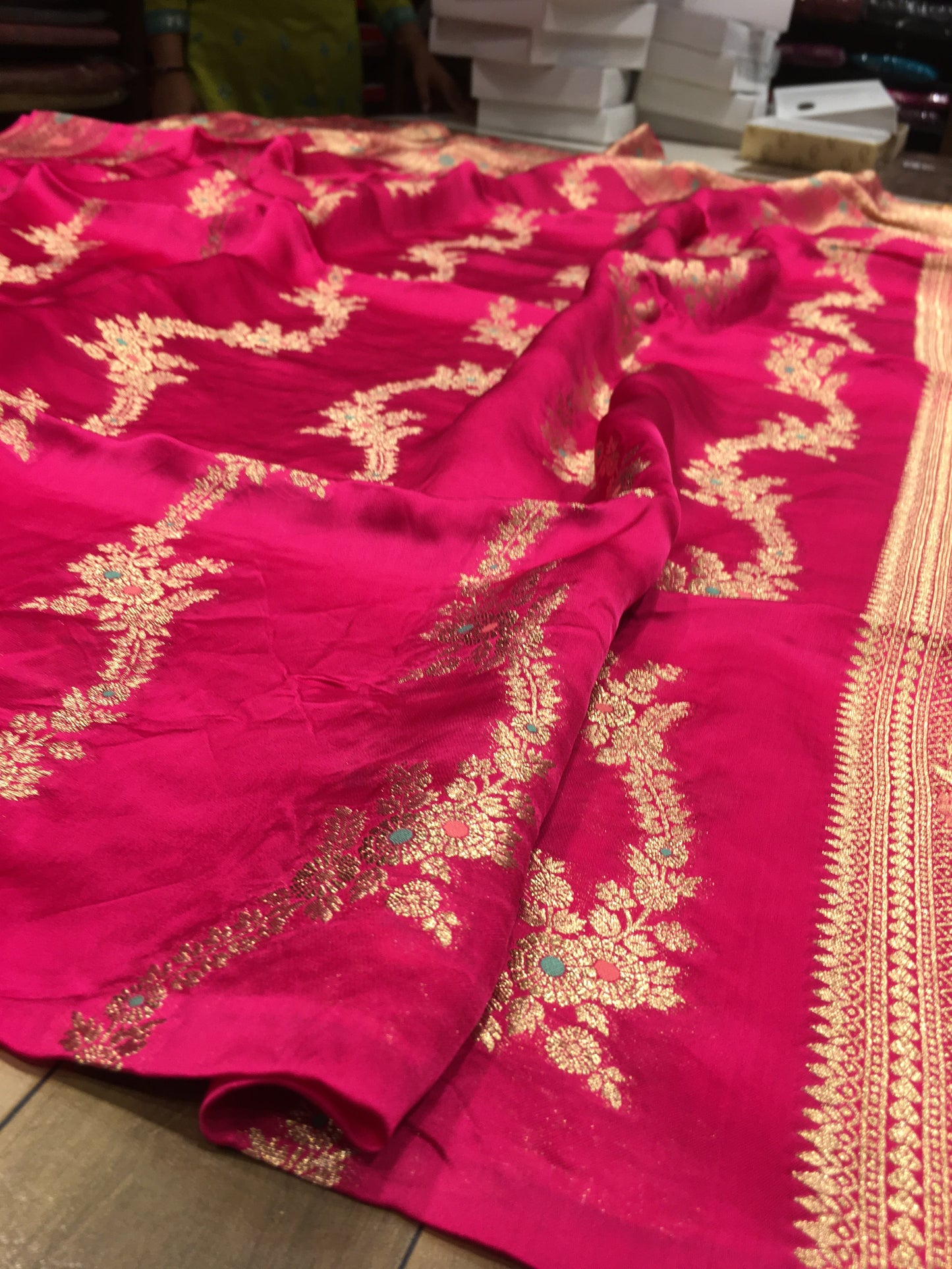 Satin crape saree