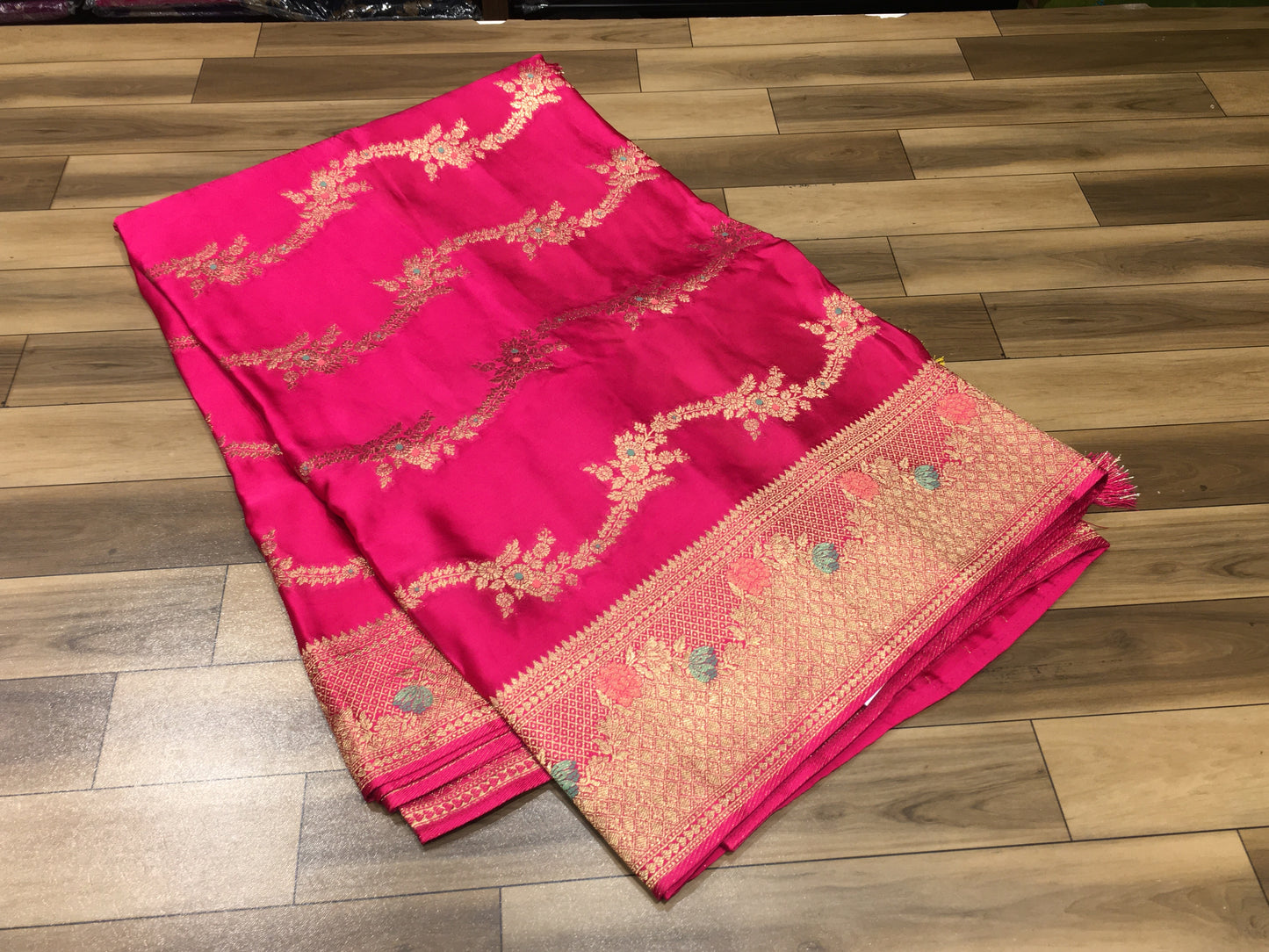 Satin crape saree