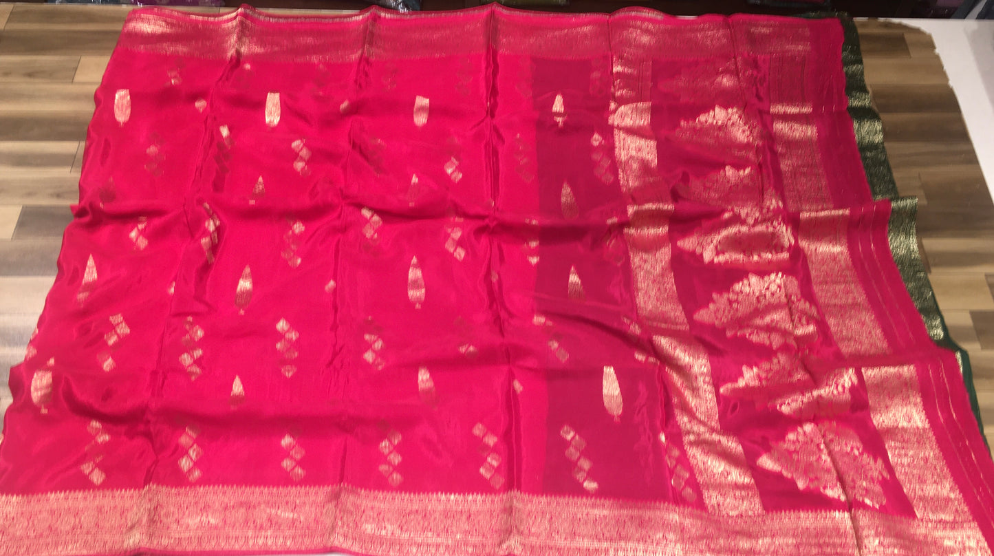 Satin crape saree