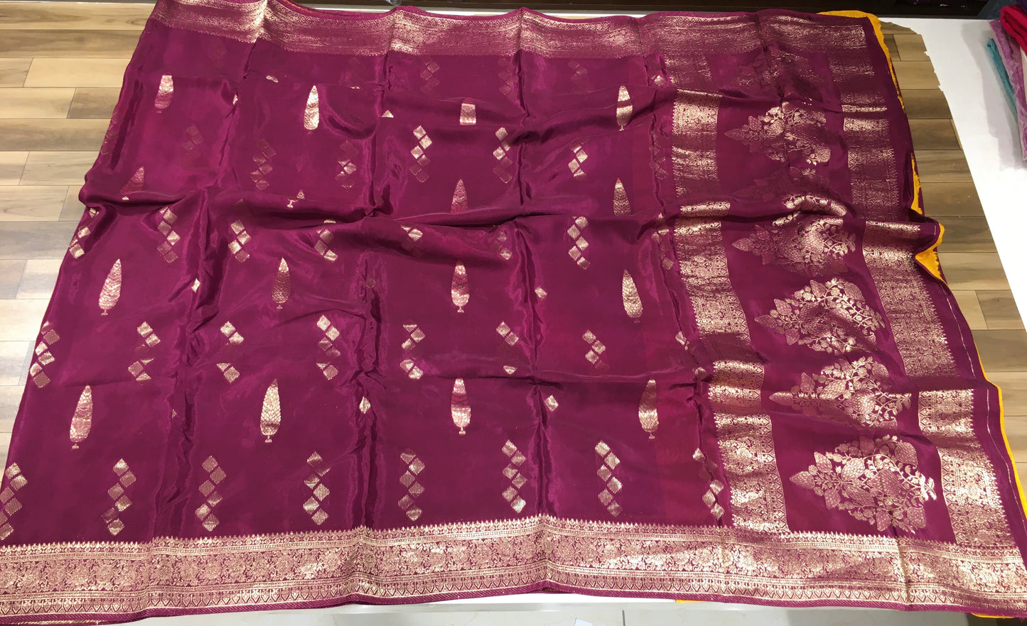 Satin crape saree