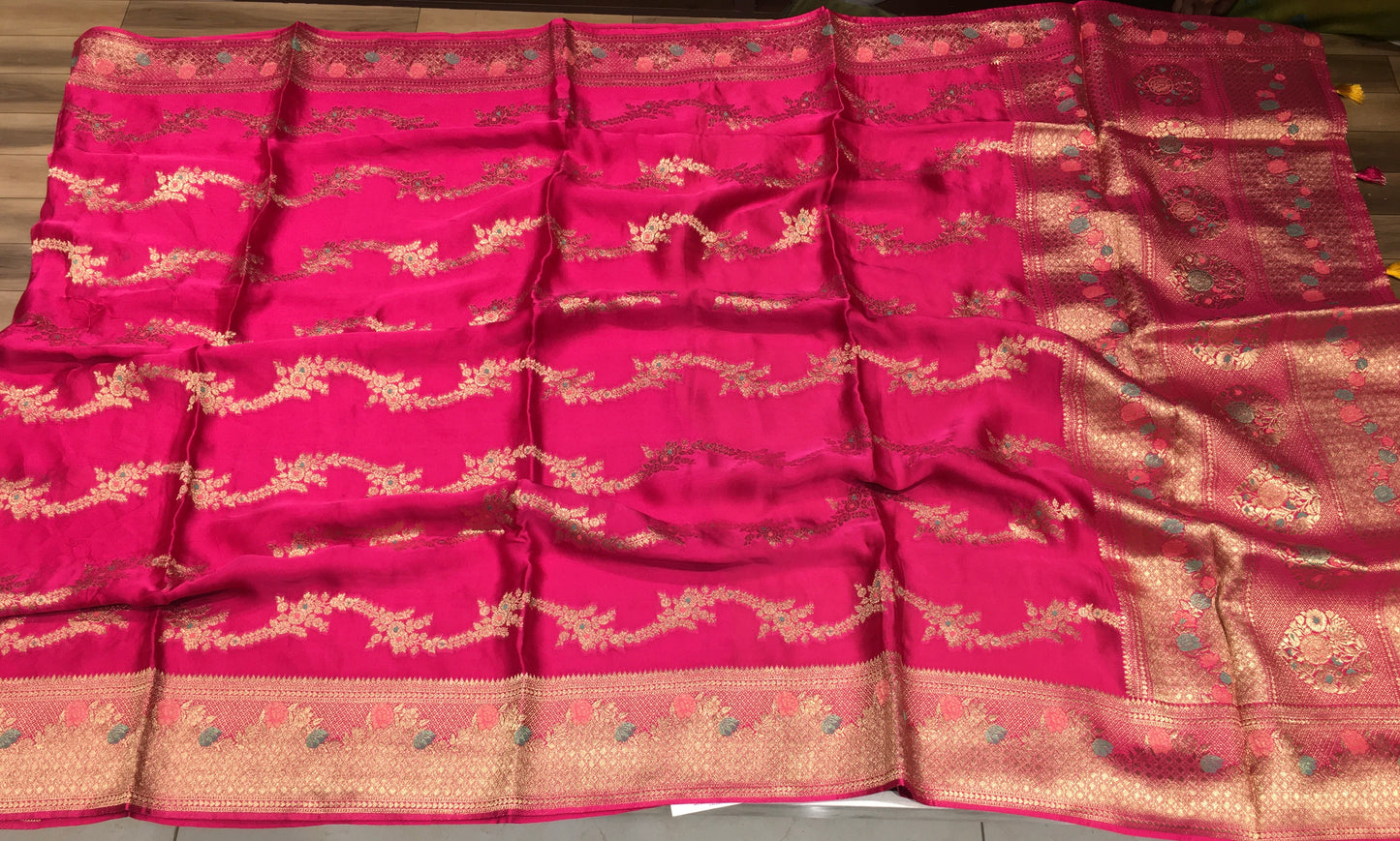 Satin crape saree