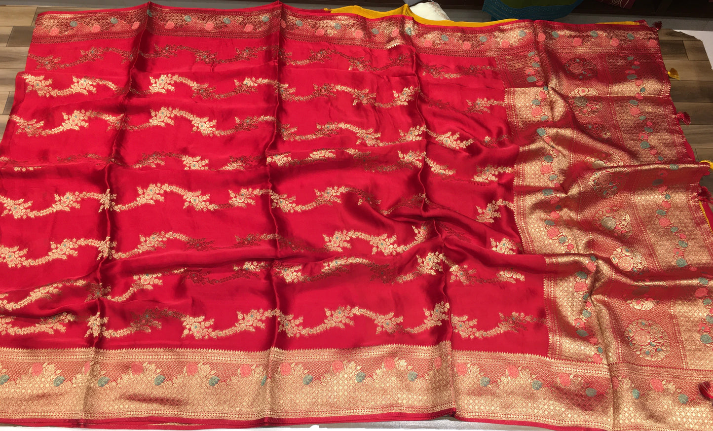 Satin crape saree