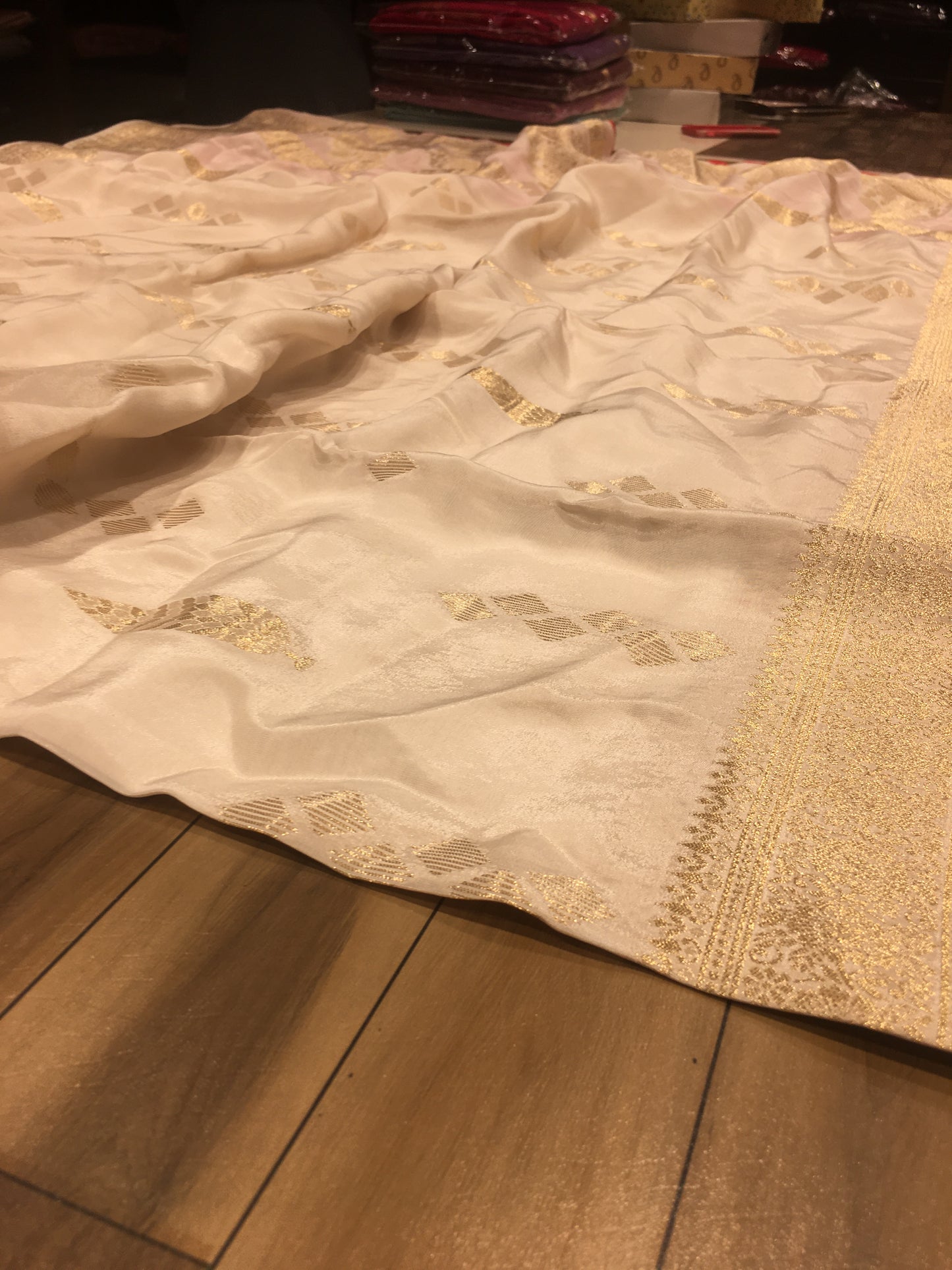 Satin crape saree