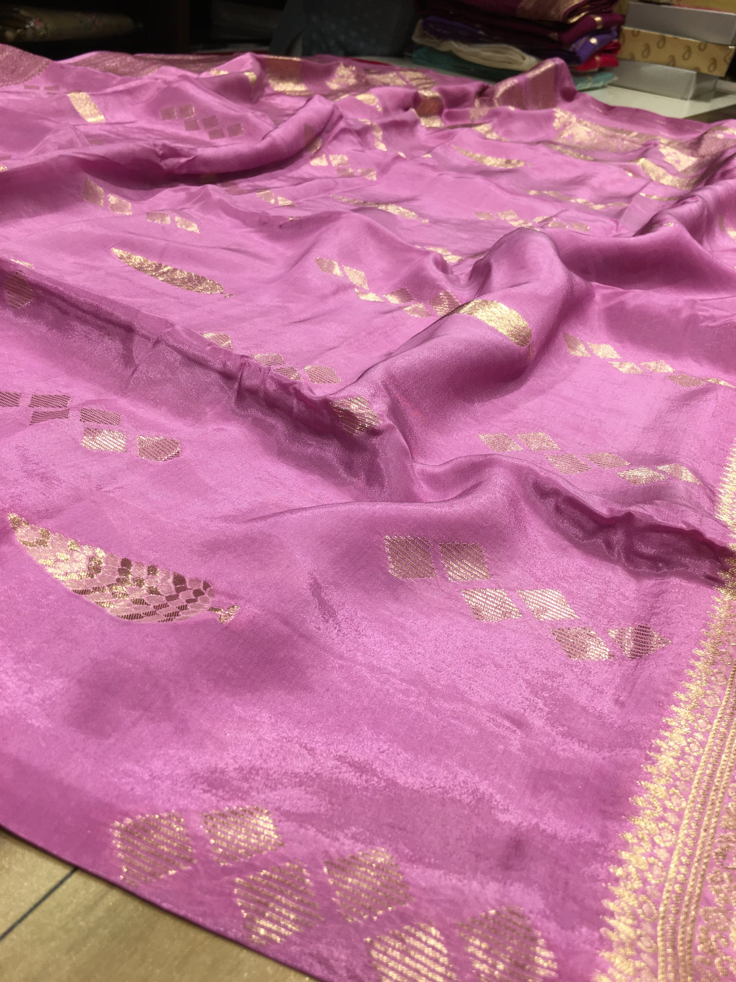 Satin crape saree