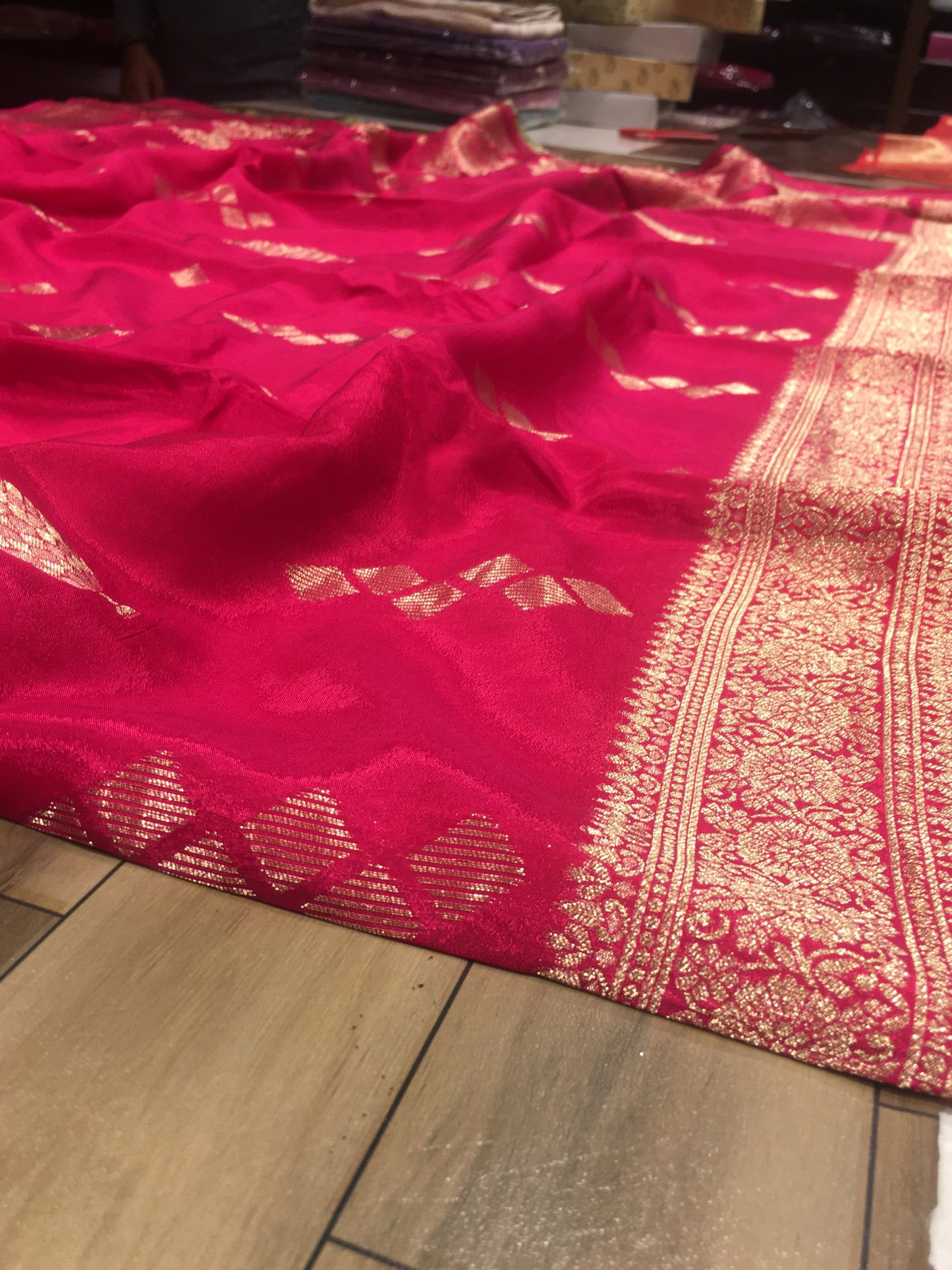 Satin crape saree