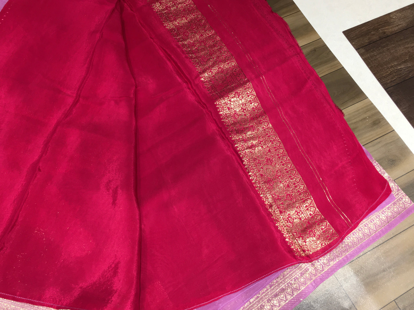 Satin crape saree