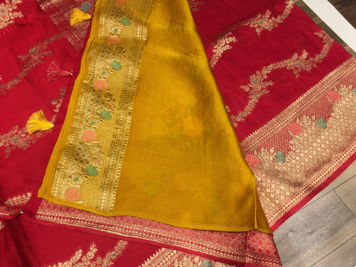 Satin crape saree