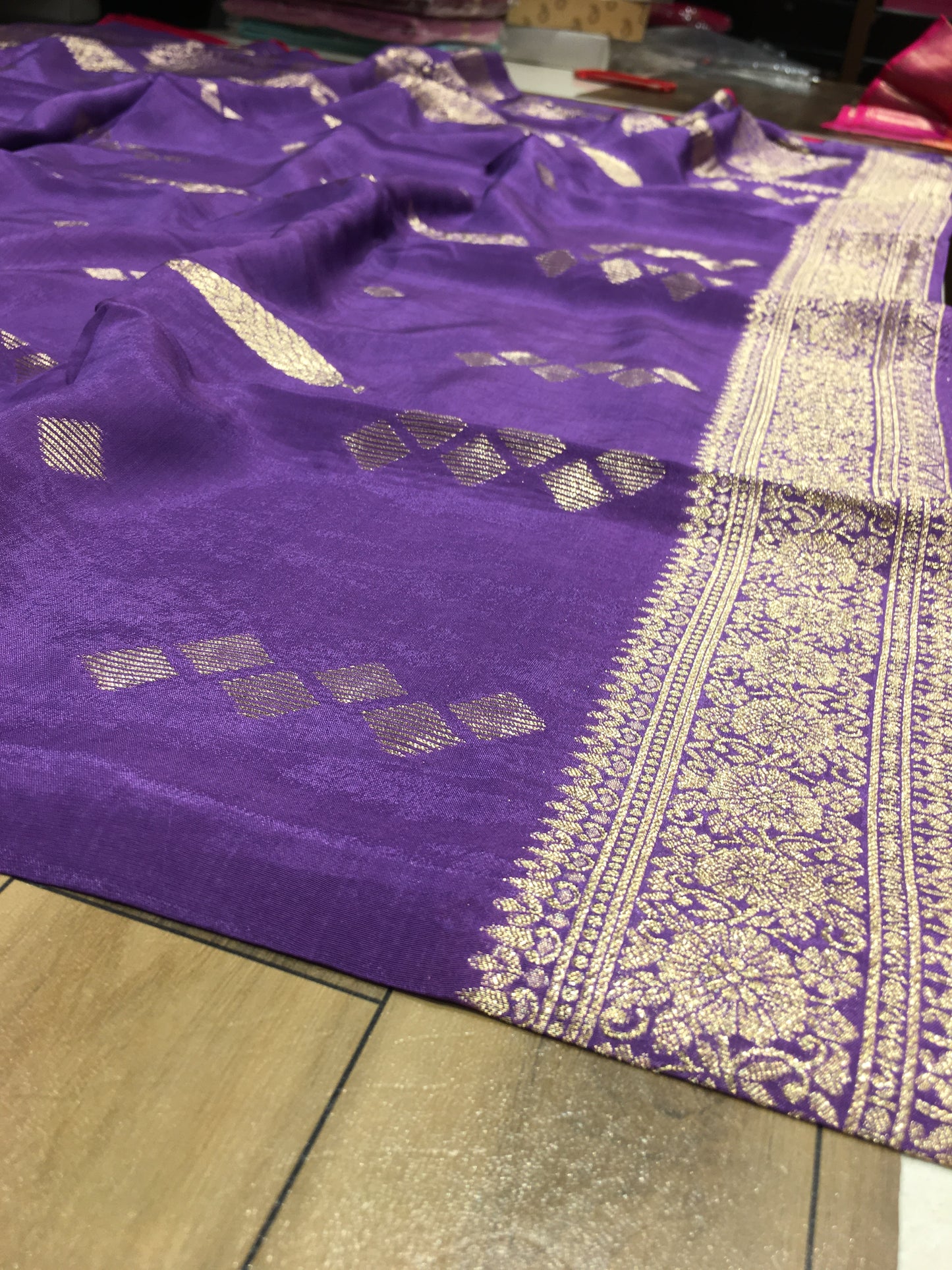 Satin crape saree