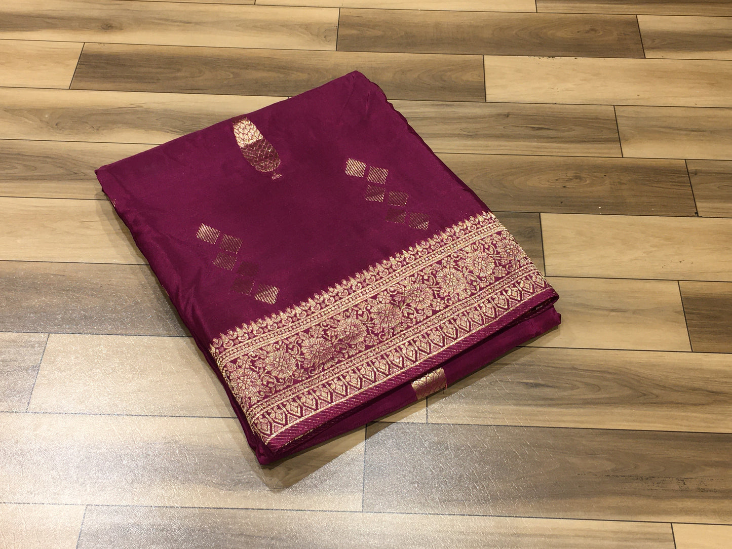 Satin crape saree