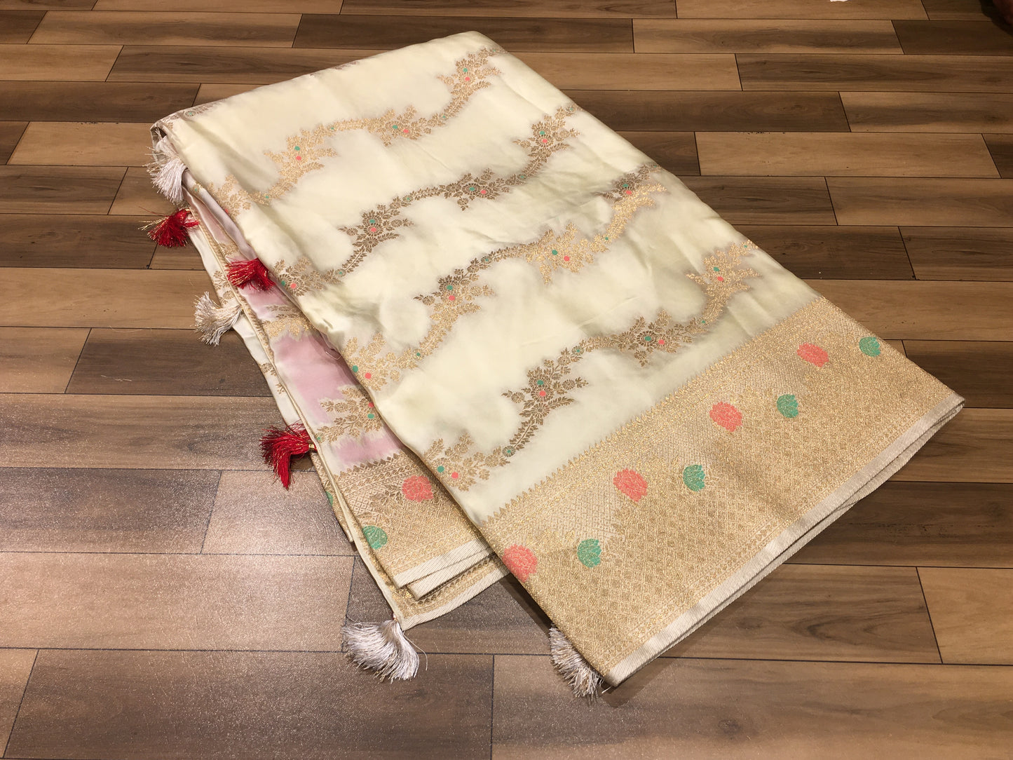 Satin crape saree