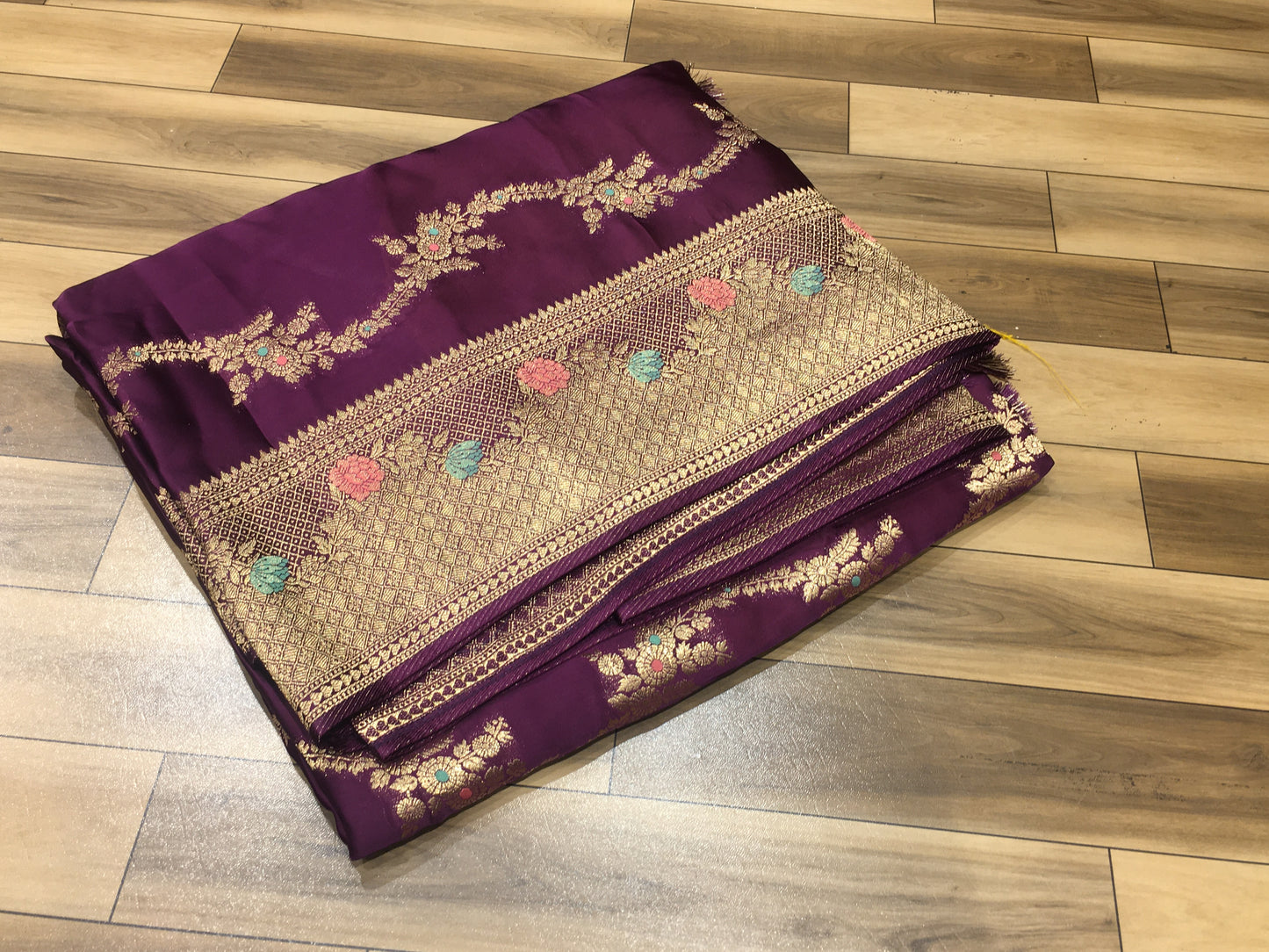 Satin crape saree