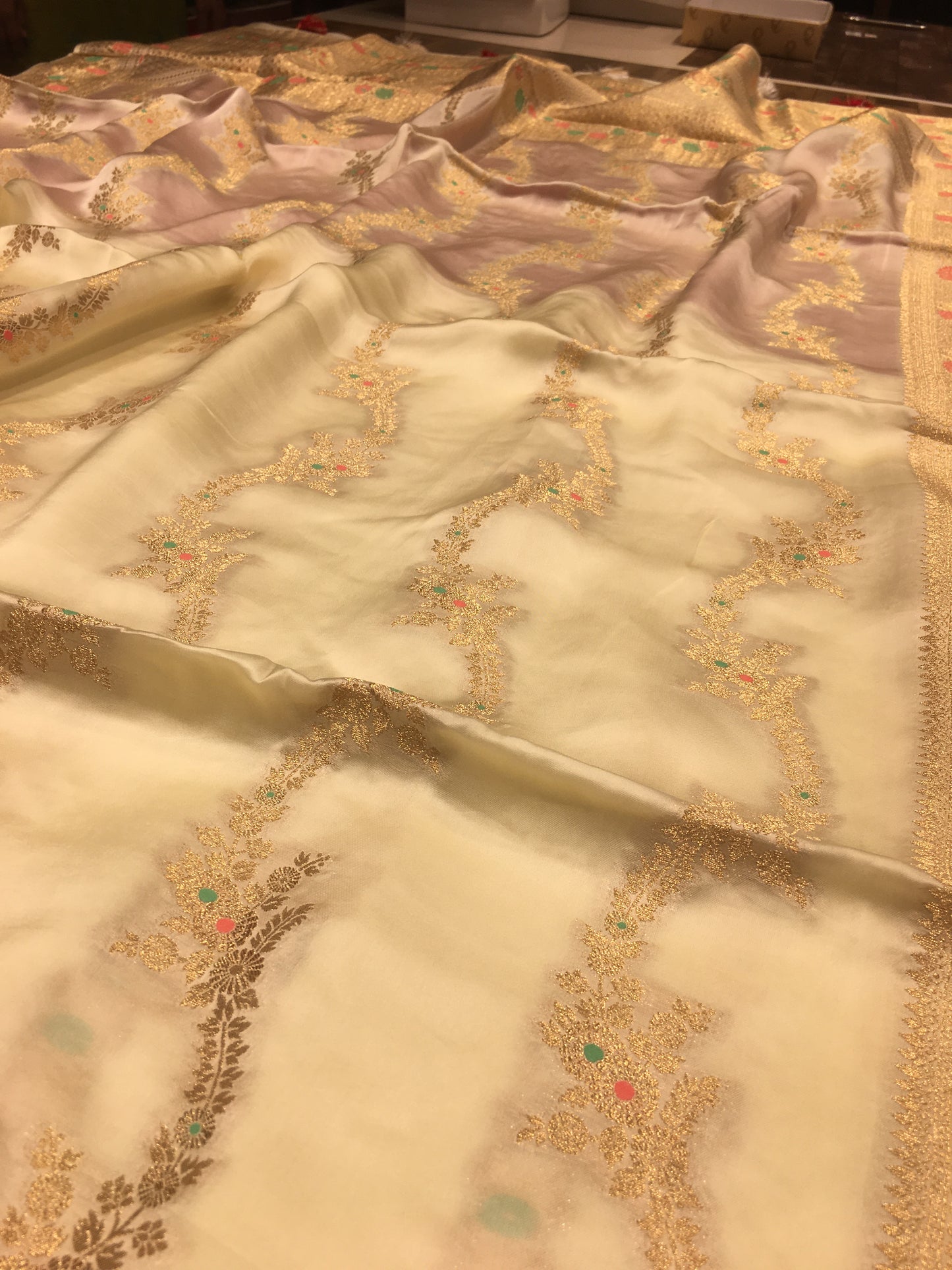 Satin crape saree