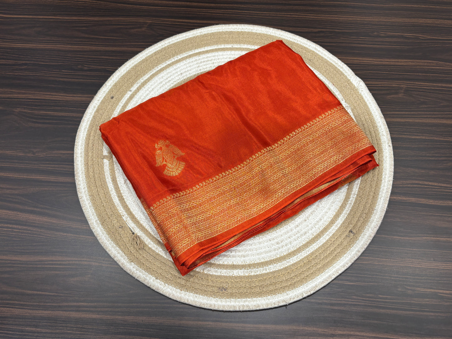 Satin crape saree