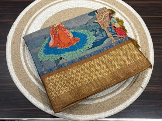 Plumeria silk saree