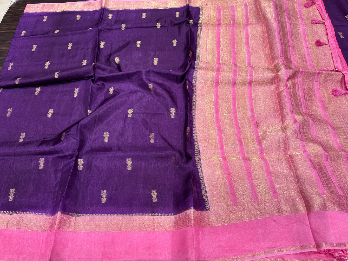 Satin crape saree
