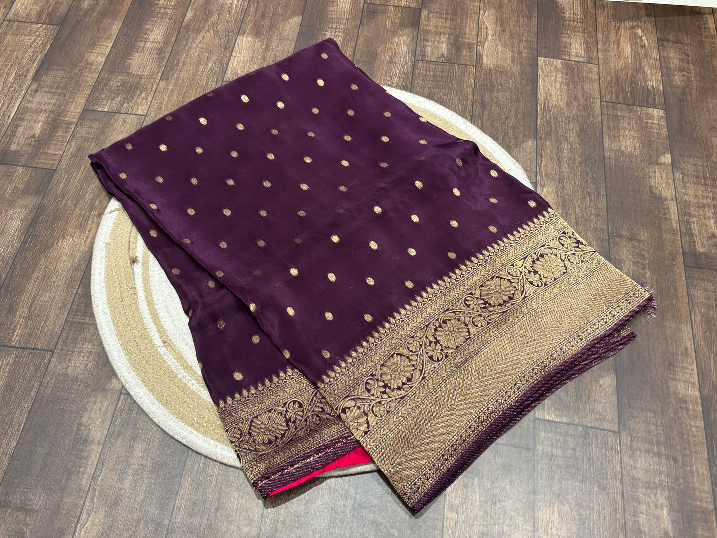 Satin crape saree