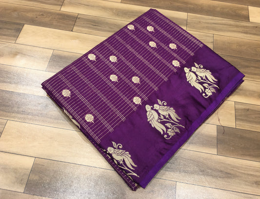 Semi Crape with Satin boarder
