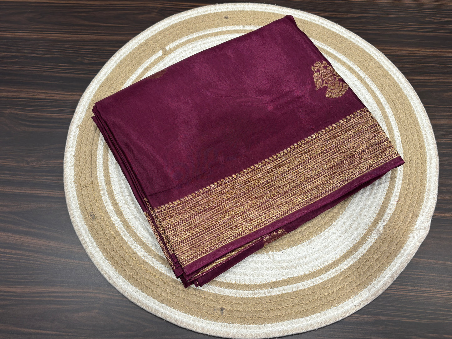 Satin crape saree