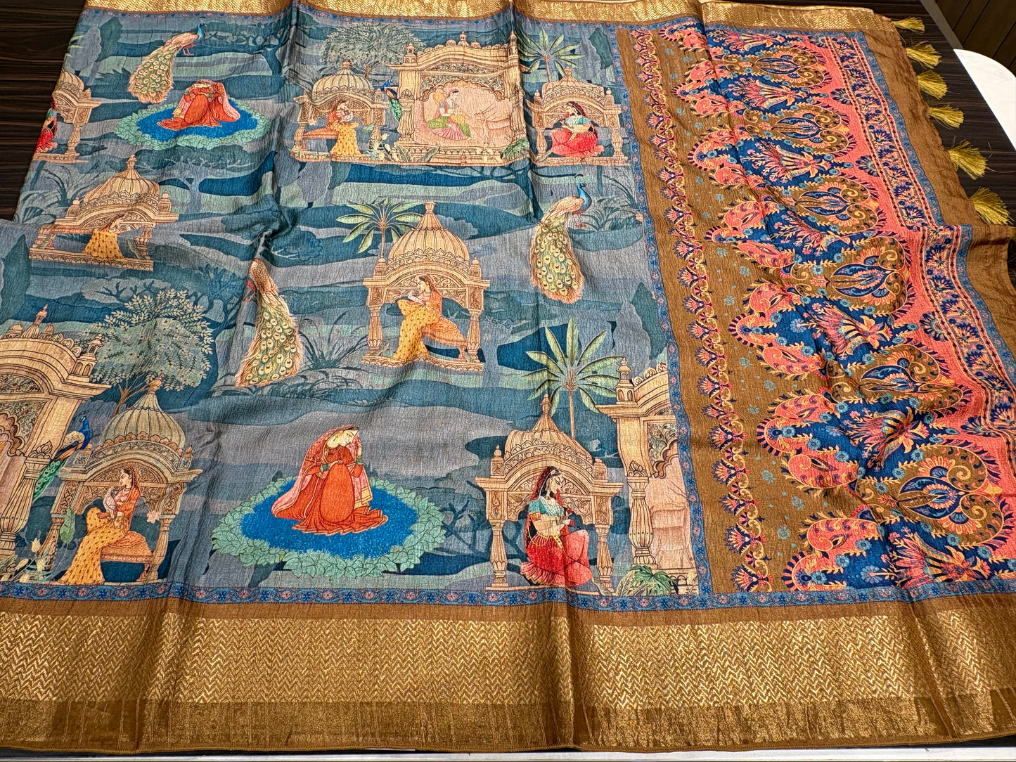 Plumeria silk saree