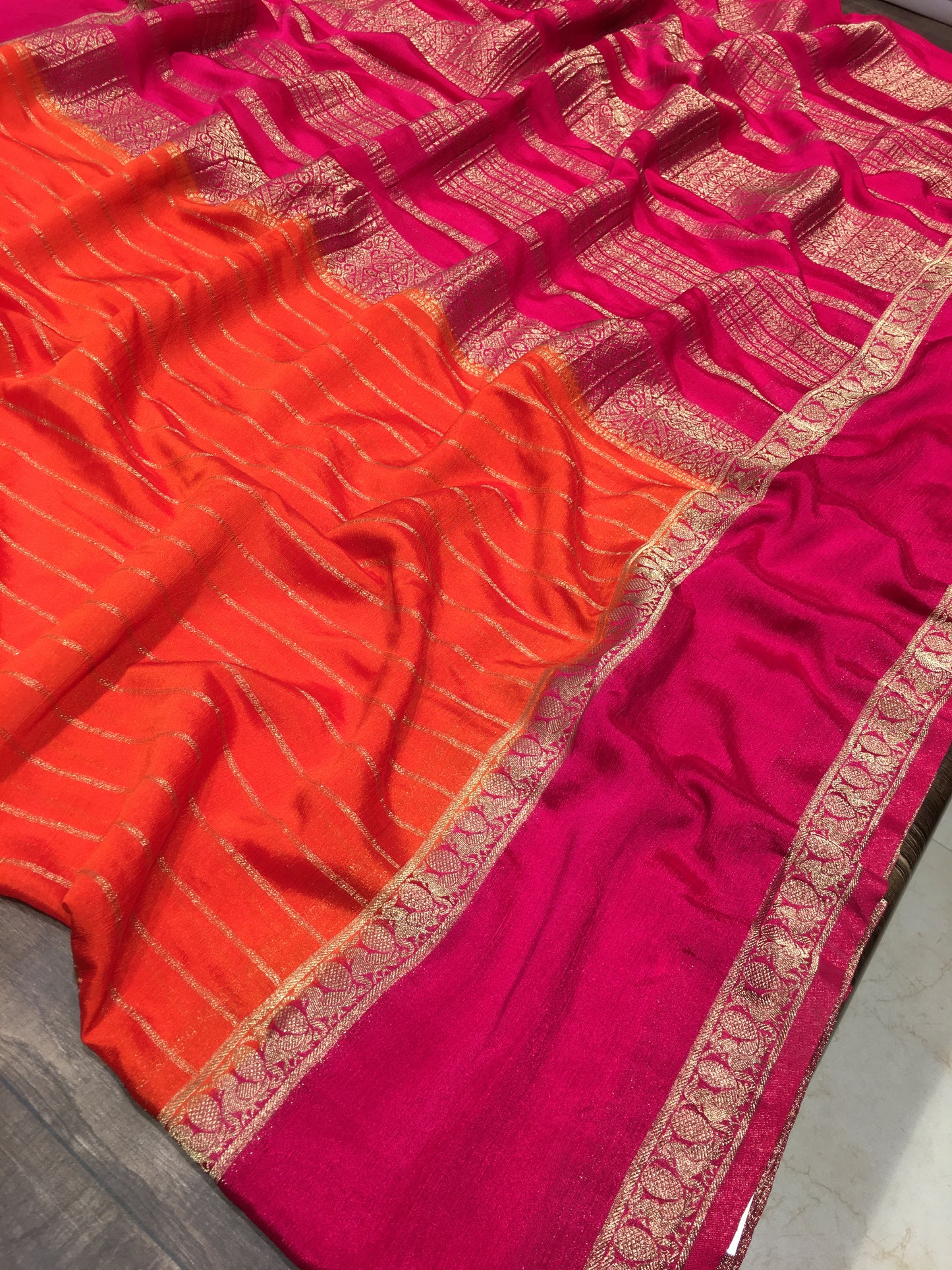 Wrinkle chiffon saree