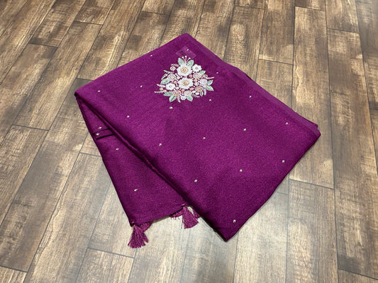 Soft tussar saree with thread work