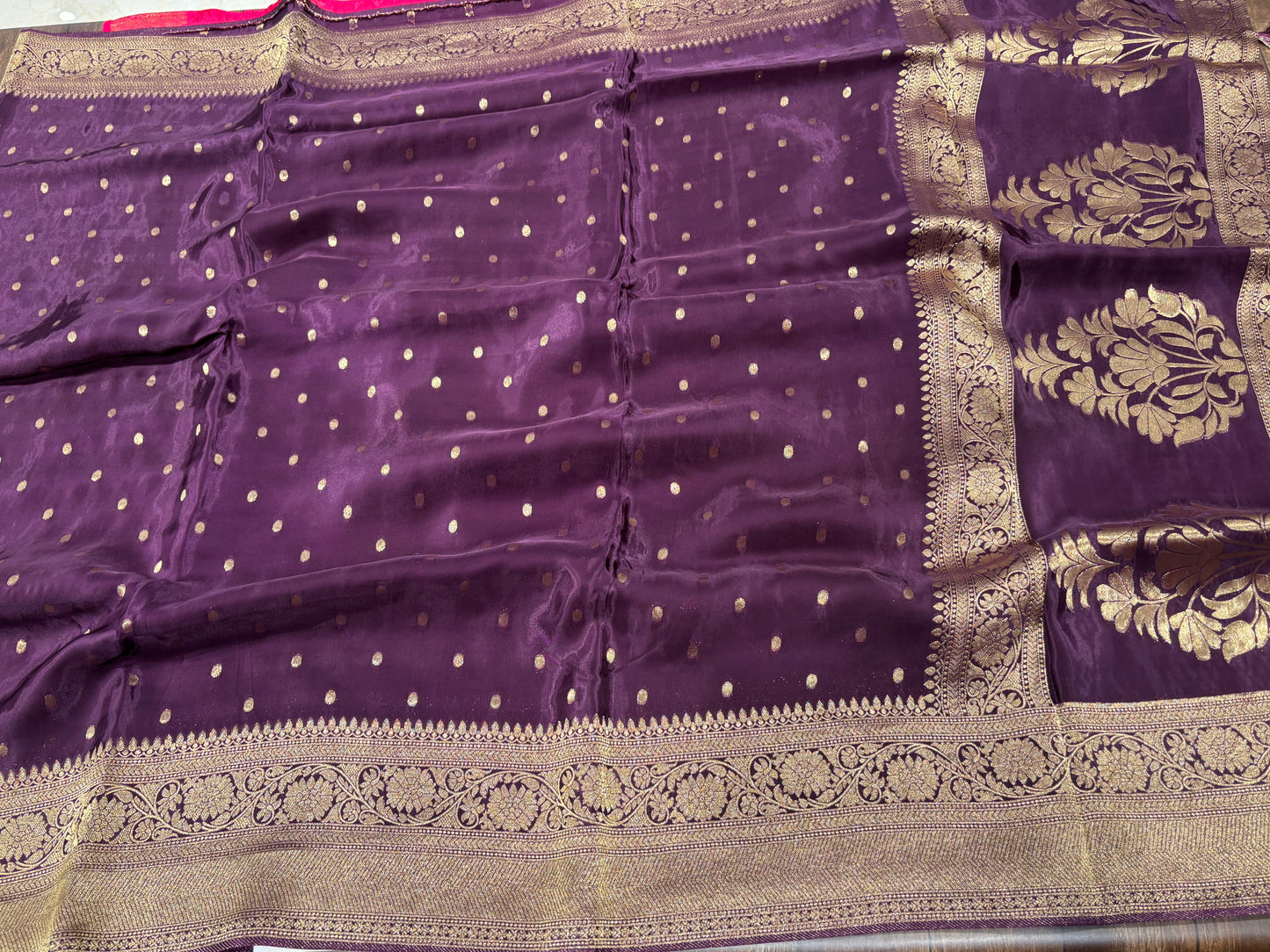 Satin crape saree