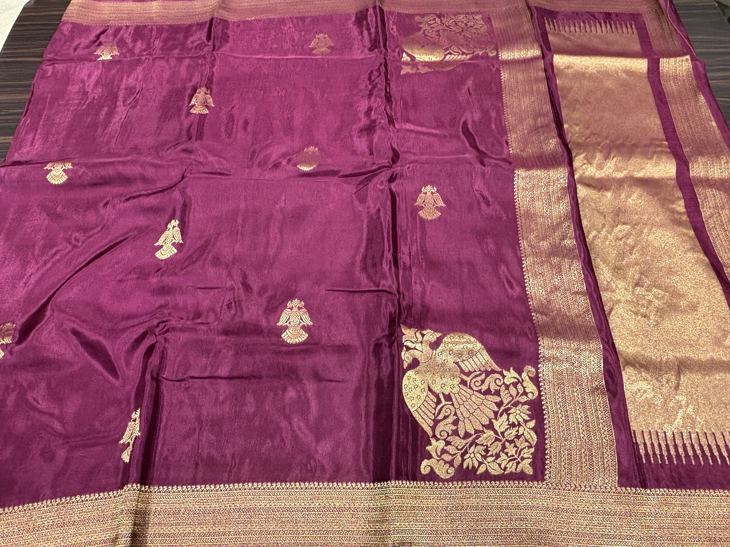 Satin crape saree