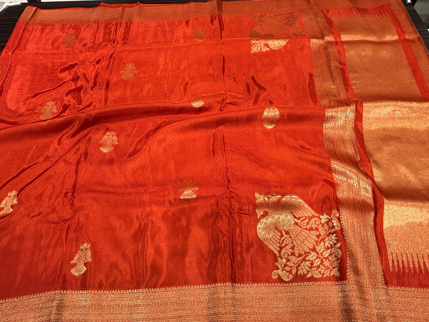 Satin crape saree
