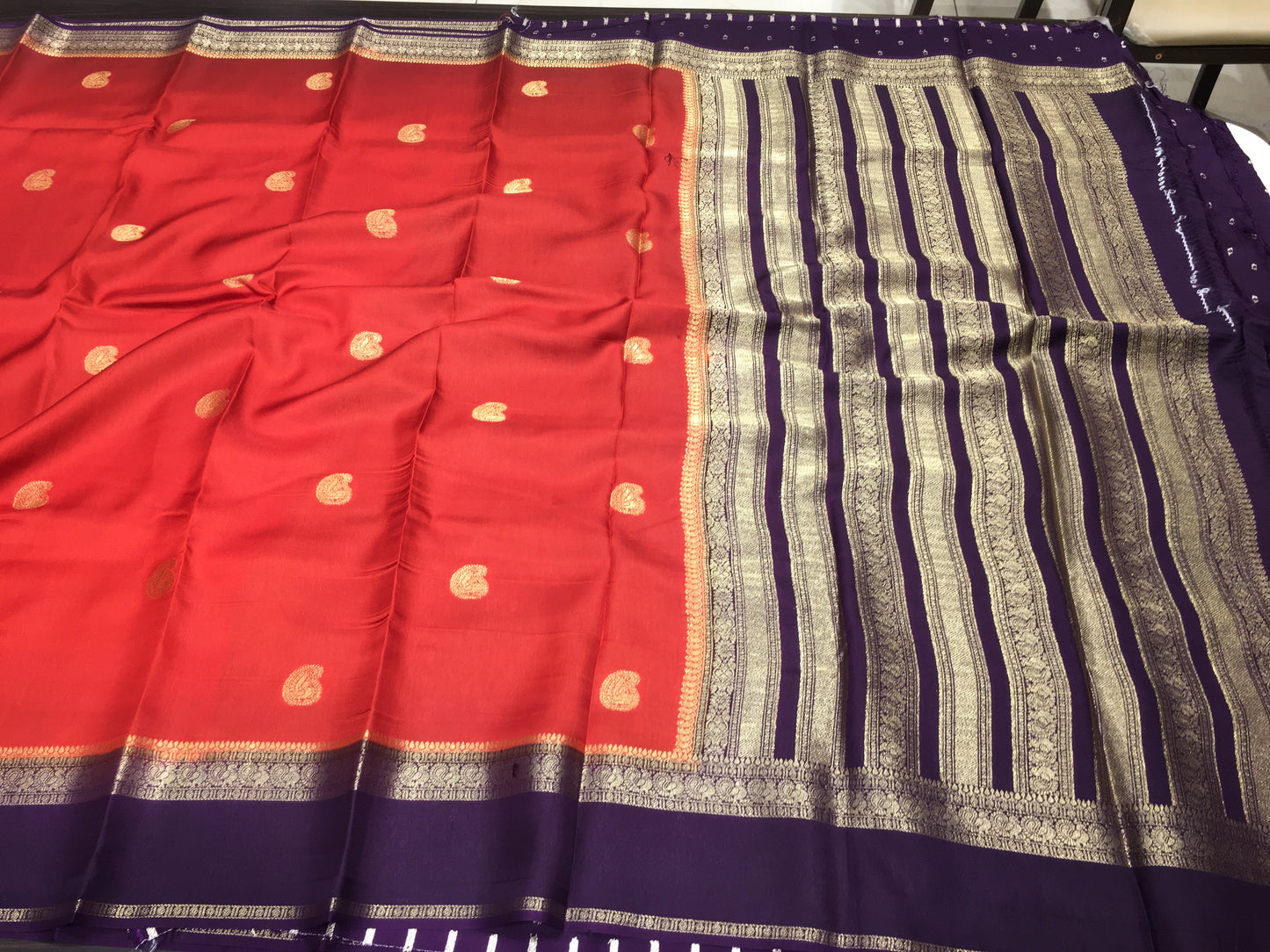 Moonga crape saree