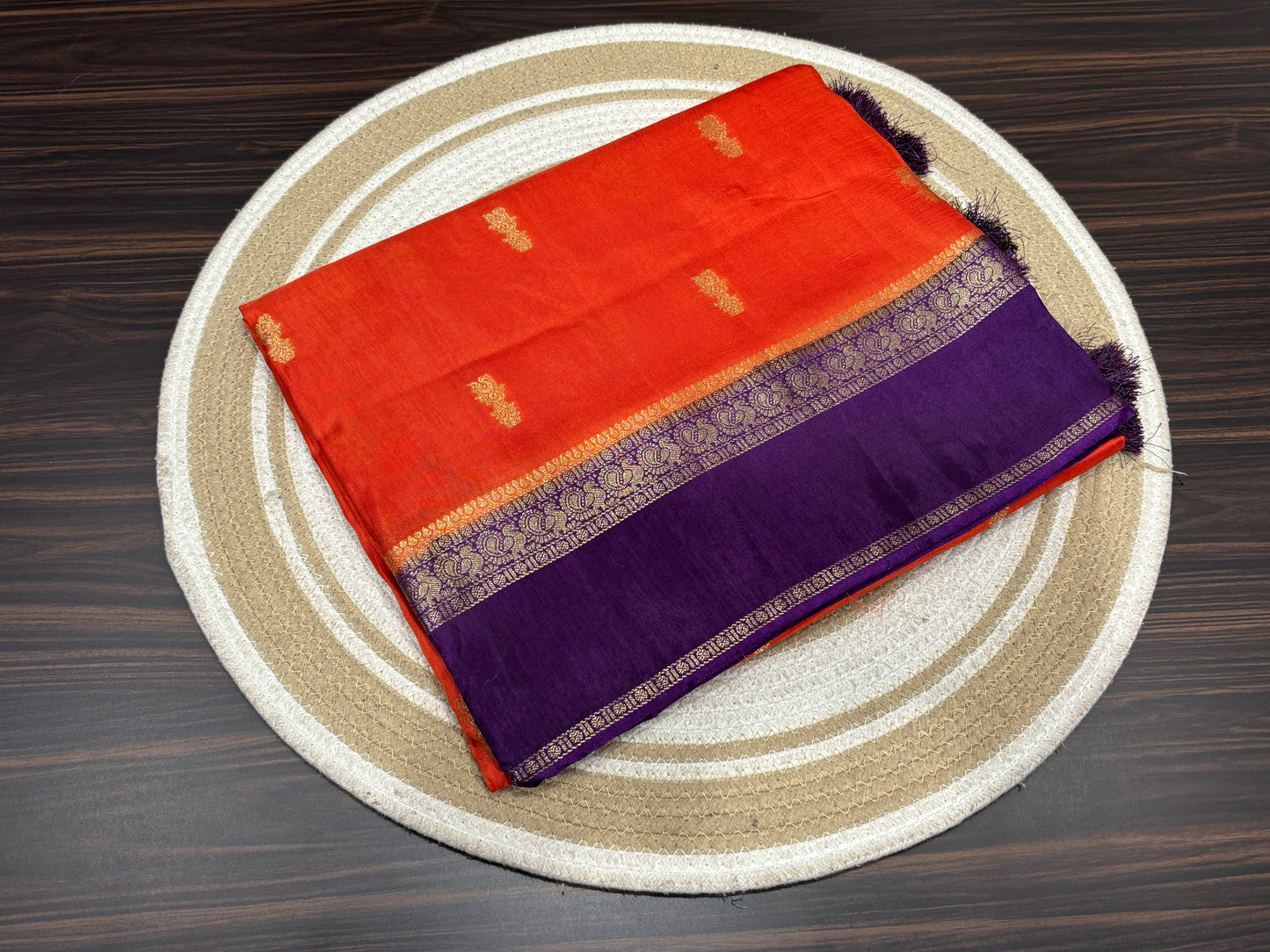 Satin crape saree