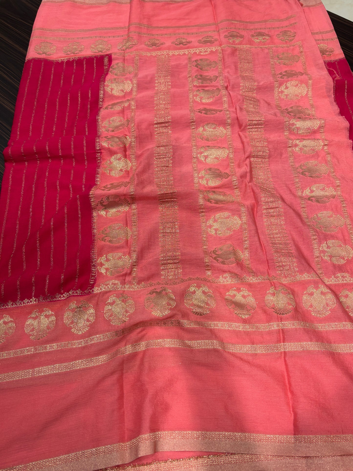 Wrinkle chiffon saree
