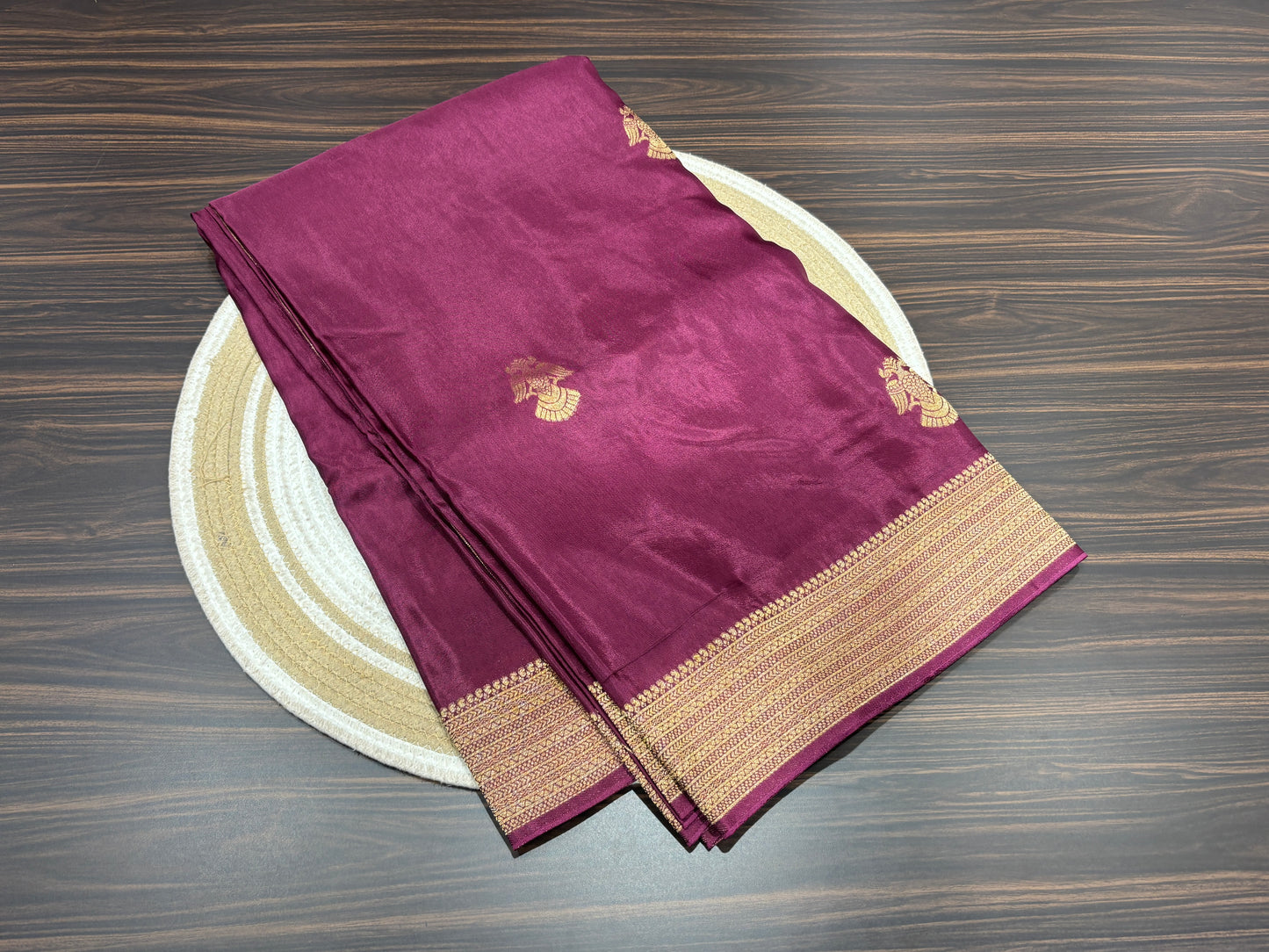 Satin crape saree