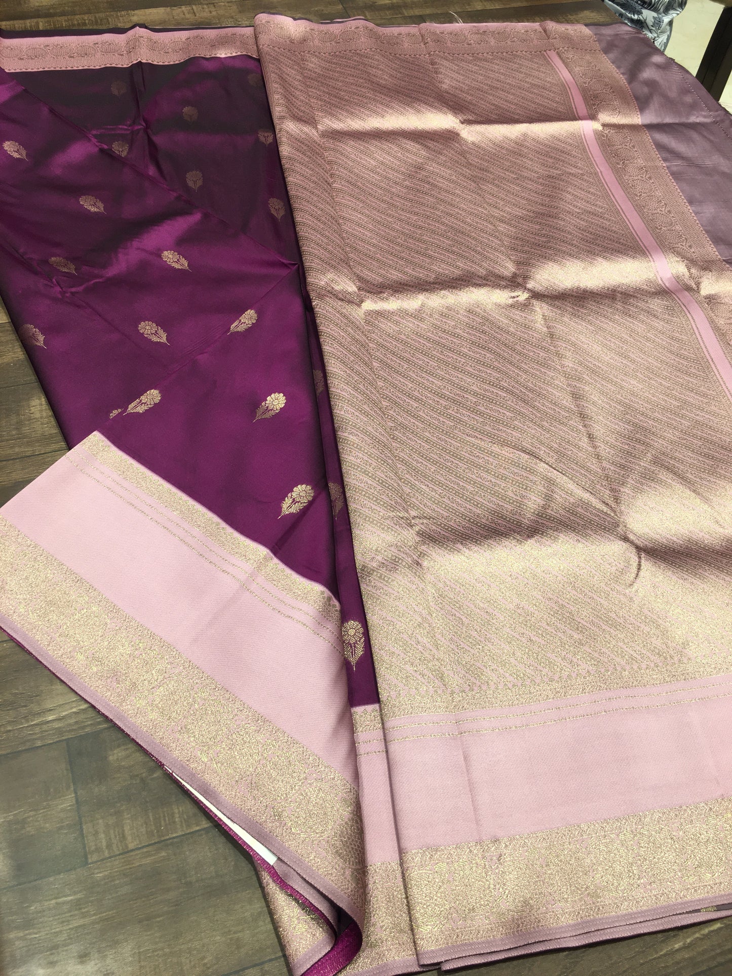 Satin crape saree