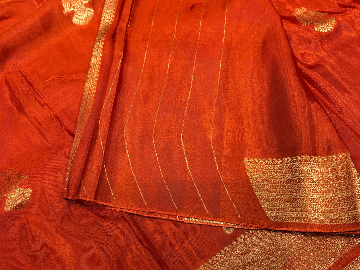 Satin crape saree