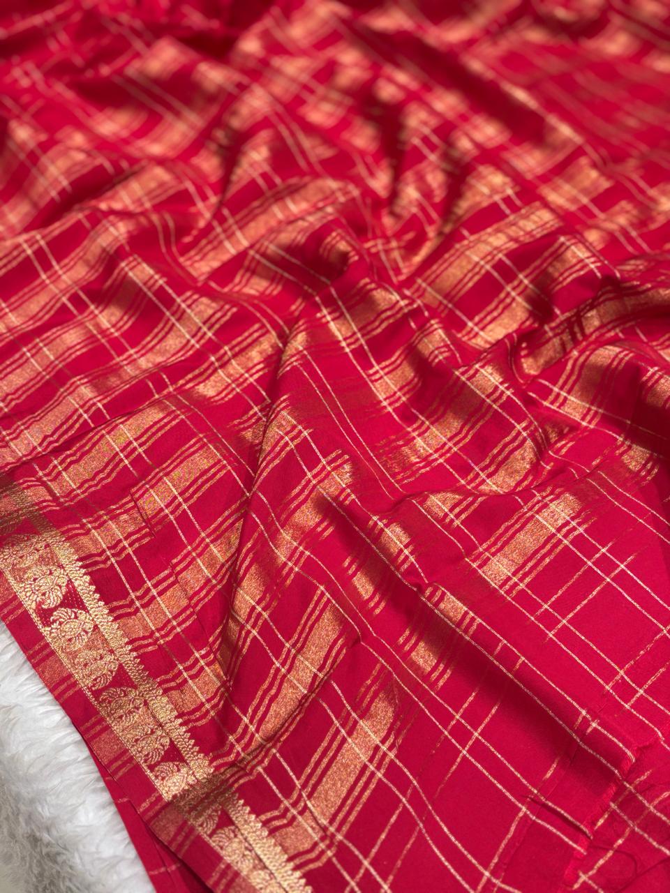Premium Semi Mysore Crape Silk Saree