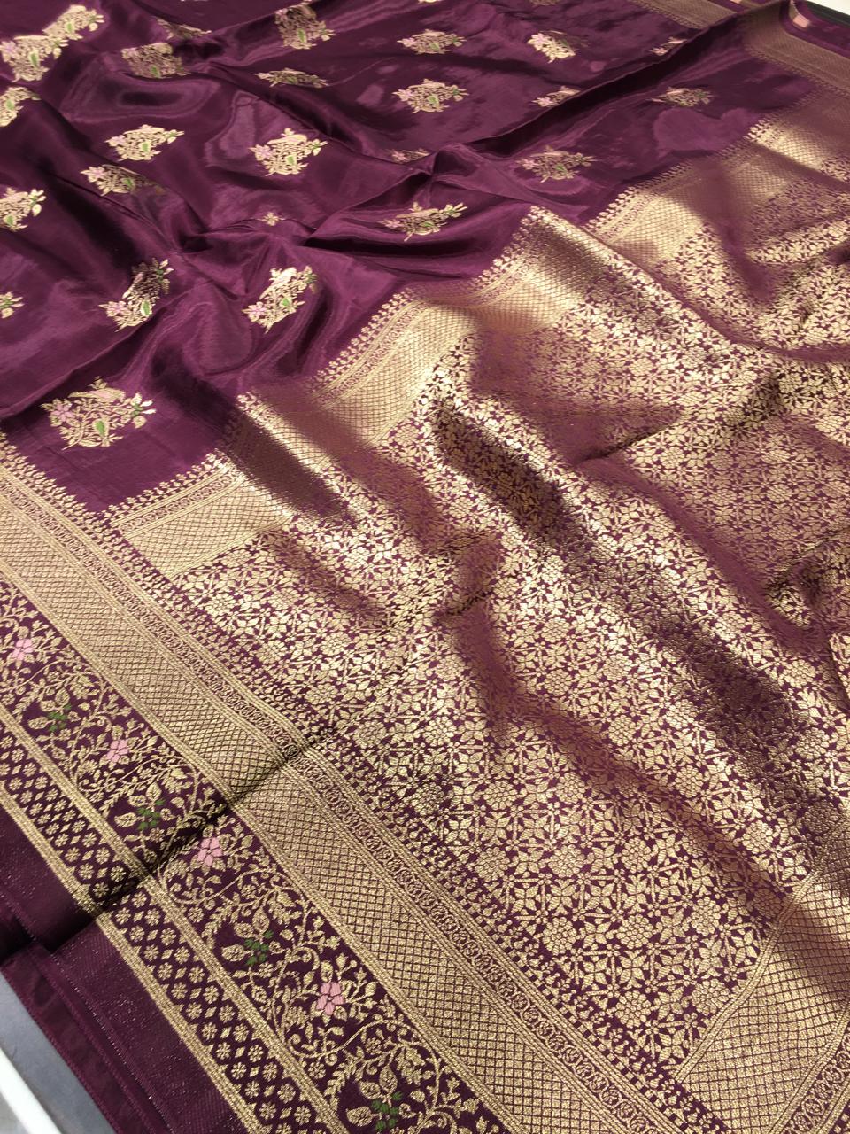 Satin Meena Crepe Saree